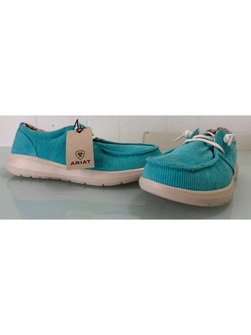 New Ariat Hilo Turquoise Corduroy Shoes Womens Size 8 Loafers Slip On NWT - Picture 8 of 10